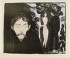 
Zazdro�� 
Eifersucht II
1896
Kreide- und Pinsellithographie mit Schaber, gedruckt in Schwarz �ber Aquarell in drei Farben
46,5 x 57 cm
© The Munch Museum / The Munch Ellingsen Group / VG Bild-Kunst, Bonn 2009
Photo: Nicolai Stephan
Dzie�o prezentowane podczas wystawy: ‘Obscur. Klaus Hegewisch zum 90. Geburtstag’
Kunsthalle Hamburg
