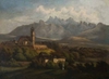 Olej/p��tno; wym.: 74 x 112 cm; nie sygn.; obraz po konserwacji. Nieznany dot�d, pierwszy obraz olejny przedstawiaj�cy
Nowy Targ na tle panoramy Tatr, kt�ry by� pierwowzorem dla litografii K. Auera zamieszczonej w albumie „Galicja
w obrazach” (Lw�w 1837-39) b�d� powsta� nieco p�niej w oparciu o t� grafik�. Widok ukazuje Nowy Targ od
p�nocy, z fragmentem Kotliny Nowotarskiej, Magury Spiskiej oraz rozleg�ym masywem Tatr od Jatek i Bujaczego Wierchu
na wschodzie, poprzez najwy�sze szczyty �omnicy i Lodowego Szczytu, a� po Szerok� Jaworzy�sk� na zachodzie. Jest to
bodaj najrozleglejsza i najwi�ksza panorama Tatr, namalowana przez polskiego malarza przed 1870 rokiem, przedstawiony
fragment Tatr Bielskich jest jednym z pierwszych w polskim malarstwie sztalugowym. W przedstawieniu Nowego Targu
dominuje sylwetka barokowego ko�cio�a �w. Katarzyny oraz dworu staro�ci�skiego. Dw�r ten, przebudowany po po�arze w
1784 r., a dzi� ju� nieistniej�cy, posiada bardzo skromn� ikonografi�, jego widok na obrazie Gorczy�skiego jest jedynym ca�o�ciowym
oraz jedynym olejnym przedstawieniem tego zabytku (powt�rzonym na litografii Auera). Obraz Gorczy�skiego
nale�y do najciekawszych prac olejnych o tematyce tatrza�skiej i podhala�skiej z pionierskiego okresu sprzed 1870 roku, lecz
znacznie przewy�sza rozmiarami typowe, malowane w�wczas pejza�e. Dzie�o wype�nia wszelkie kryteria malarstwa krajobrazowego
biedermeieru: malowniczo�� motywu, dekoracyjno�� oraz nastrojowo�� podkre�lon� stonowan� kolorystyk�. Obraz
jest prac� o wybitnej warto�ci dla ca�ej wczesnej ikonografii Podhala, a tak�e pierwszym tak du�ym, efektownym i dekoracyjnym
widokiem Nowego Targu. Do��czono opis-ekspertyz� Grzegorza Niewiadomego.
cena wyw.: 24 000