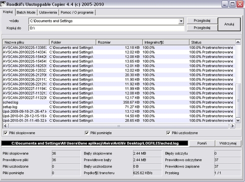 Unstoppable Copier w trakcie procesu przywracania plików (fot. PC World)