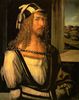Na Autoportret Albrechta D&uuml;rera cztery ju� lata starszego.


Albrecht D&uuml;rer
Self-portrait as 26 years old, 1498 
52 x 41 cm, oil on panel 
Museo Nacional del Prado, Madrid

