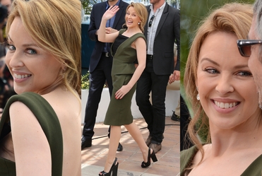 Kylie Minogue w Cannes. Dobry humor jej nie opuszcza