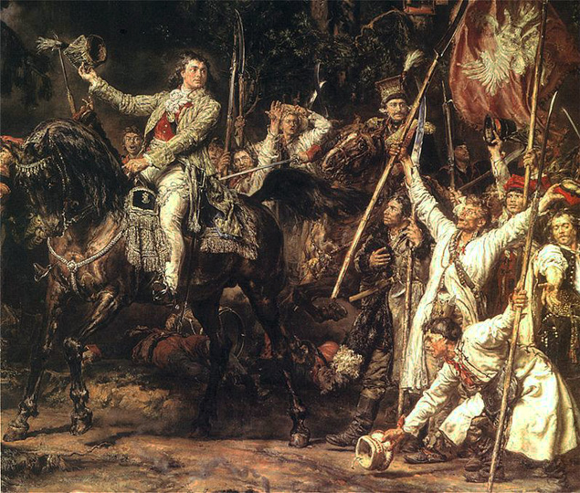 Tadeusz Kościuszko i kosynierzy. Fragment obrazu Jana Matejki &quot;Bitwa pod Racławicami&quot;