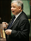 Premier Jaros�aw Kaczy�ski podczas expose w Sejmie 